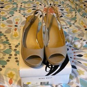 Nine West taupe peep toe heels